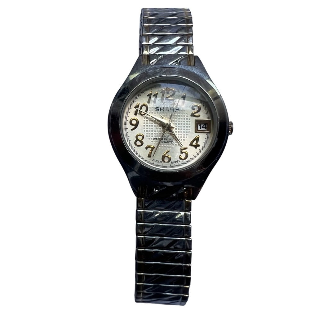 Sharp Women's Silver Watch with Gold Accents